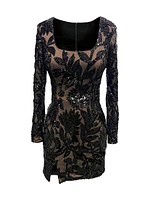 Hilary Sequin-Embroidered Minidress