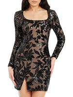 Hilary Sequin-Embroidered Minidress