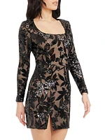 Hilary Sequin-Embroidered Minidress