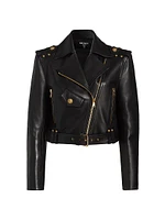 Crop Leather Biker Jacket