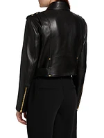 Crop Leather Biker Jacket