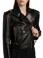 Crop Leather Biker Jacket