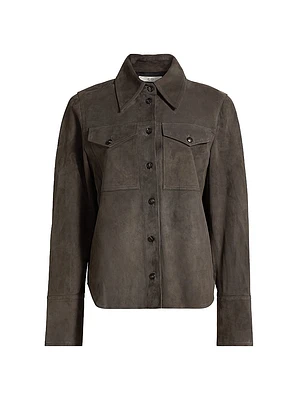 Suede Button-Front Shirt