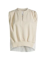 Broderie Anglaise French Terry Sleeveless Top
