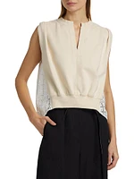 Broderie Anglaise French Terry Sleeveless Top