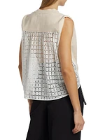 Broderie Anglaise French Terry Sleeveless Top