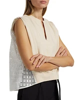 Broderie Anglaise French Terry Sleeveless Top