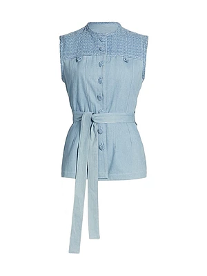 Caleb Denim Belted Sleeveless Top