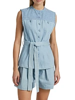 Caleb Denim Belted Sleeveless Top