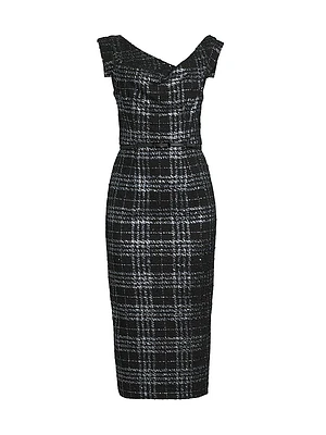 Jackie O Stretch-Bouclé Midi-Dress