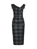 Jackie O Stretch-Bouclé Midi-Dress