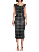 Jackie O Stretch-Bouclé Midi-Dress