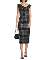 Jackie O Stretch-Bouclé Midi-Dress
