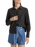 Cotton-Blend Button-Front Top