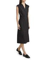 Poplin Ruched Midi-Shirtdress