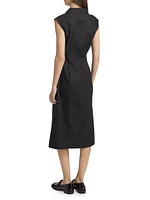 Poplin Ruched Midi-Shirtdress