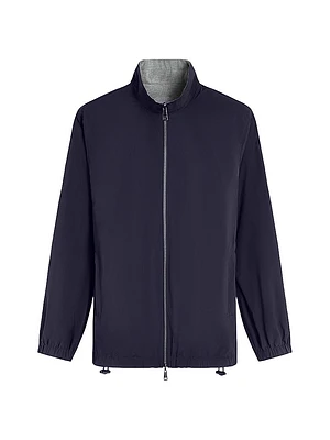 Reversible Stand Collar Zip-Front Jacket