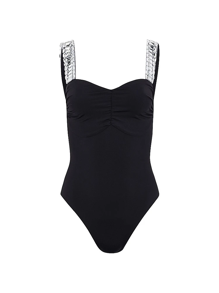 Daniella with Sequin Straps One Piece Swimsuit