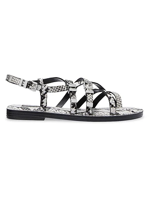 Darrington Snake-Embossed Leather Sandals