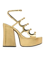 Kiki Metallic Leather Platform Pump Sandals