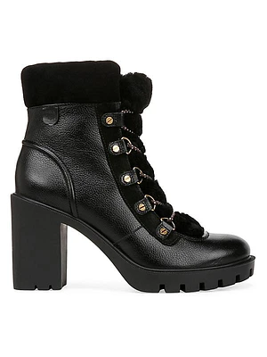 Reece 90MM Leather & Shearling Lace-Up Ankle Boots