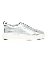 Metallic Leather Slip-On Sneakers
