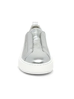 Metallic Leather Slip-On Sneakers
