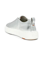 Metallic Leather Slip-On Sneakers