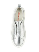 Metallic Leather Slip-On Sneakers