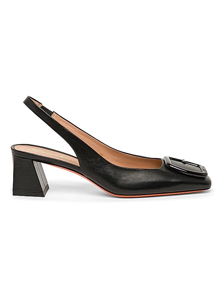 50MM Leather Slingback Pumps