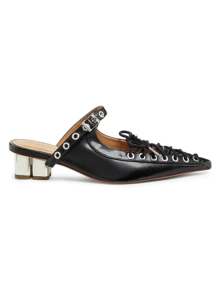 Oleatex Crinkle Eyelets Lace-Up Mules