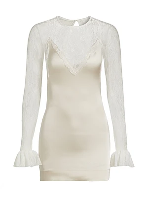 Lace Bell-Sleeve Minidress
