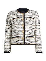 Kiera Striped Tweed Collarless Jacket