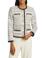 Kiera Striped Tweed Collarless Jacket