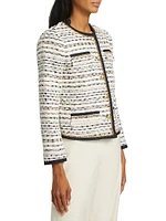 Kiera Striped Tweed Collarless Jacket