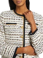 Kiera Striped Tweed Collarless Jacket