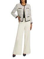 Kiera Striped Tweed Collarless Jacket
