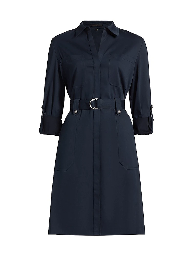 Caryss Belted Cotton-Twill Shirtdress