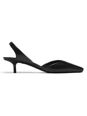 Akila Leather Kitten-Heel Slingback Pumps