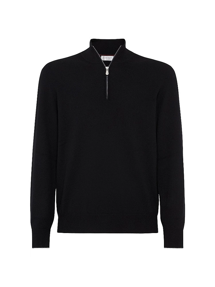 Cashmere Turtleneck Sweater with Half Zip