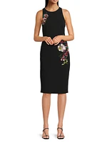 Floral Sequined Crepe Midi-Dress