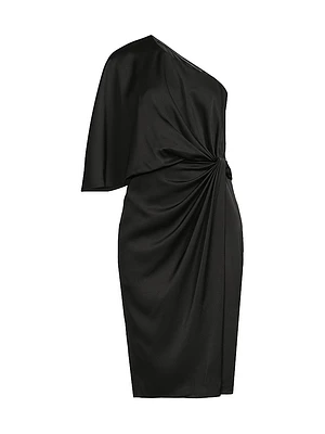 Satin One-Shoulder Cocktail Dress