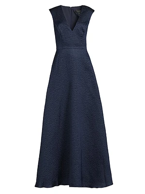 Jacquard Sleeveless A-Line Gown