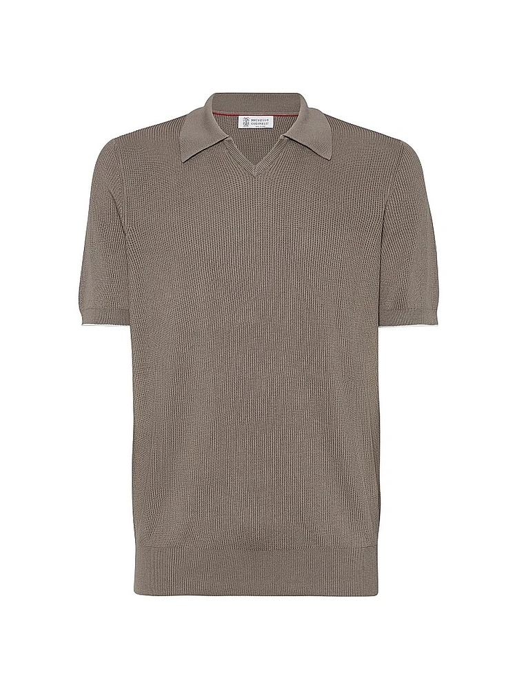 Cotton English Rib Knit Polo Shirt