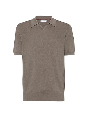 Cotton English Rib Knit Polo Shirt