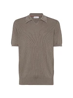 Cotton English Rib Knit Polo Shirt