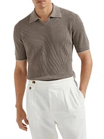 Cotton English Rib Knit Polo Shirt