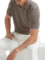 Cotton English Rib Knit Polo Shirt