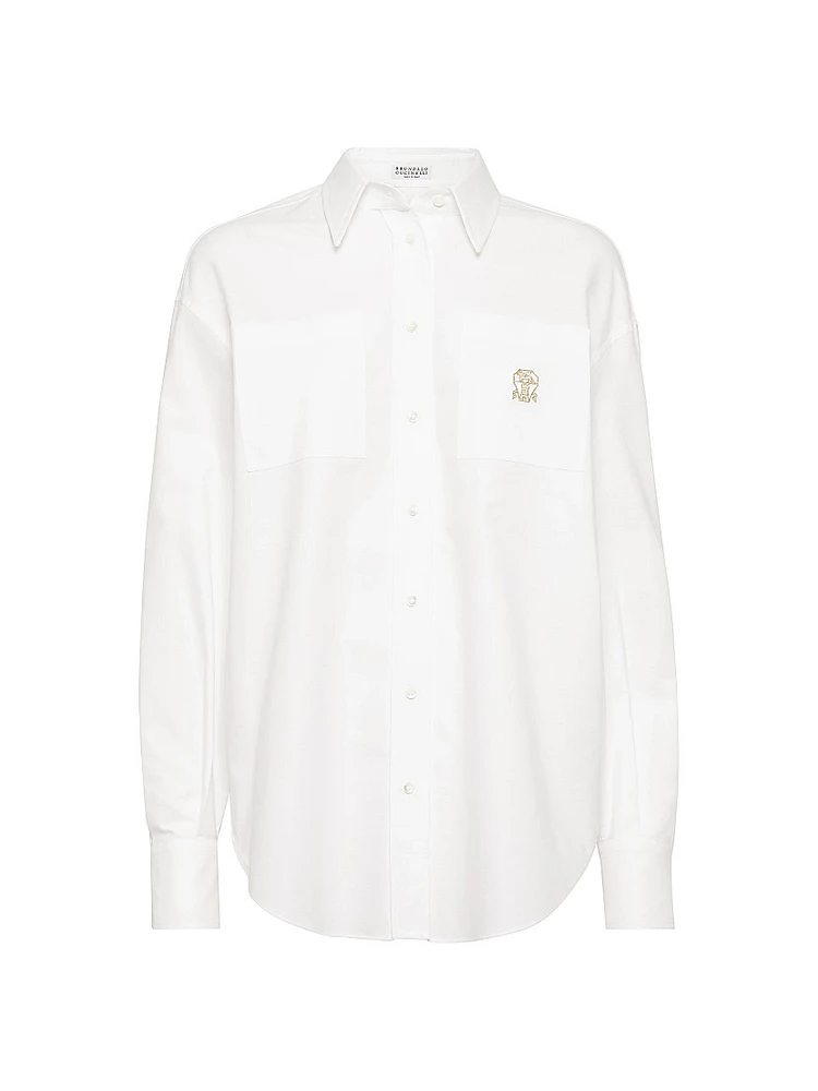 Cotton Oxford Shirt with Logo