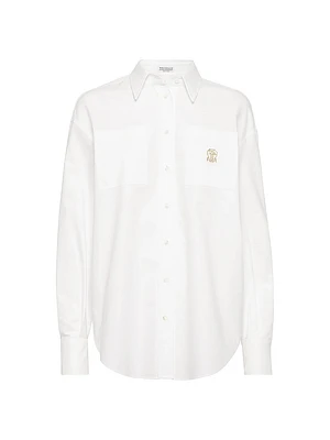 Cotton Oxford Shirt with Logo